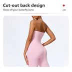 Nouvelle combinaison de yoga sans manches pour femme, salopette évasée de sport à dos nu pour la gym, tenue de sport pour femme