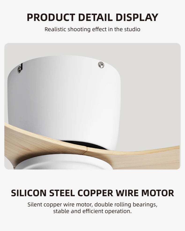 FUMANJIA Ventilateur de plafond CC ultra fin avec télécommande – Silencieux à 6 vitesses, 3 pales ABS, idéal pour les plafonds bas et les espaces minimisés (sans lumière)