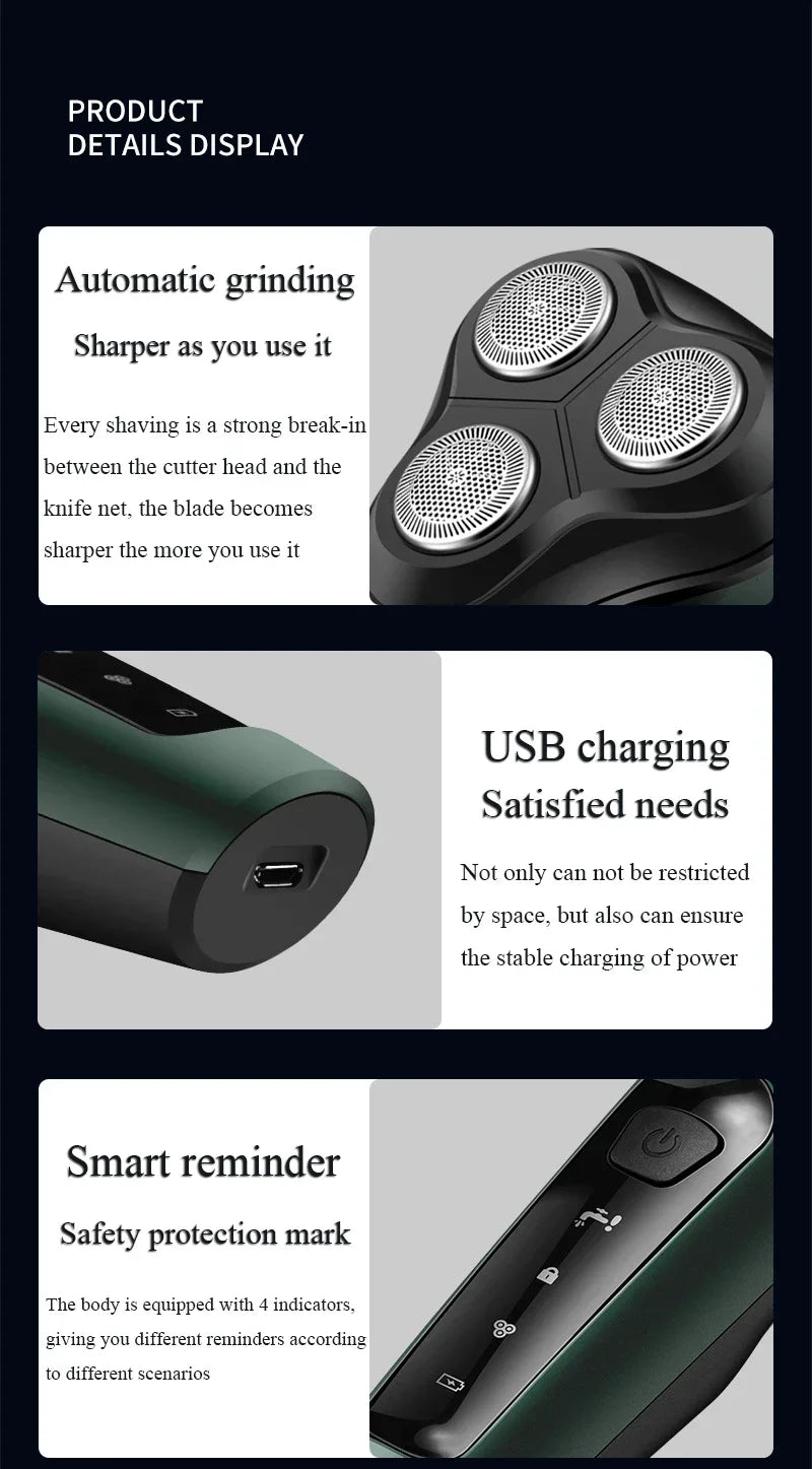 Rasoirs électriques étanches pour hommes, tondeuse électrique, support de rasoir, utilisation à sec, batterie aste, rasoirs à distance, machine de rasage