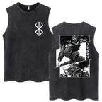 Anime Berserk Guts lavé Harajuku débardeurs rétro Manga Gatsu Griffith Zodd t-shirts sans manches unisexe coton surdimensionné T-Shirt
