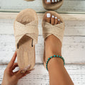 Été femmes pantoufles tendance mode sandales De paille intérieur extérieur plage pantoufles chaussures plates décontractées diapositives femmes Zapatos De Mujer