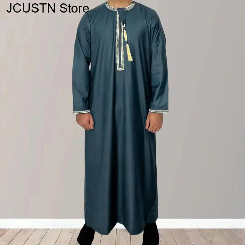Hommes musulmans à manches longues Robe pull Aman Abaya Jubba Thobe pour hommes saoudien arabe caftan Islam vêtements Rayer Robe Afghan mâle