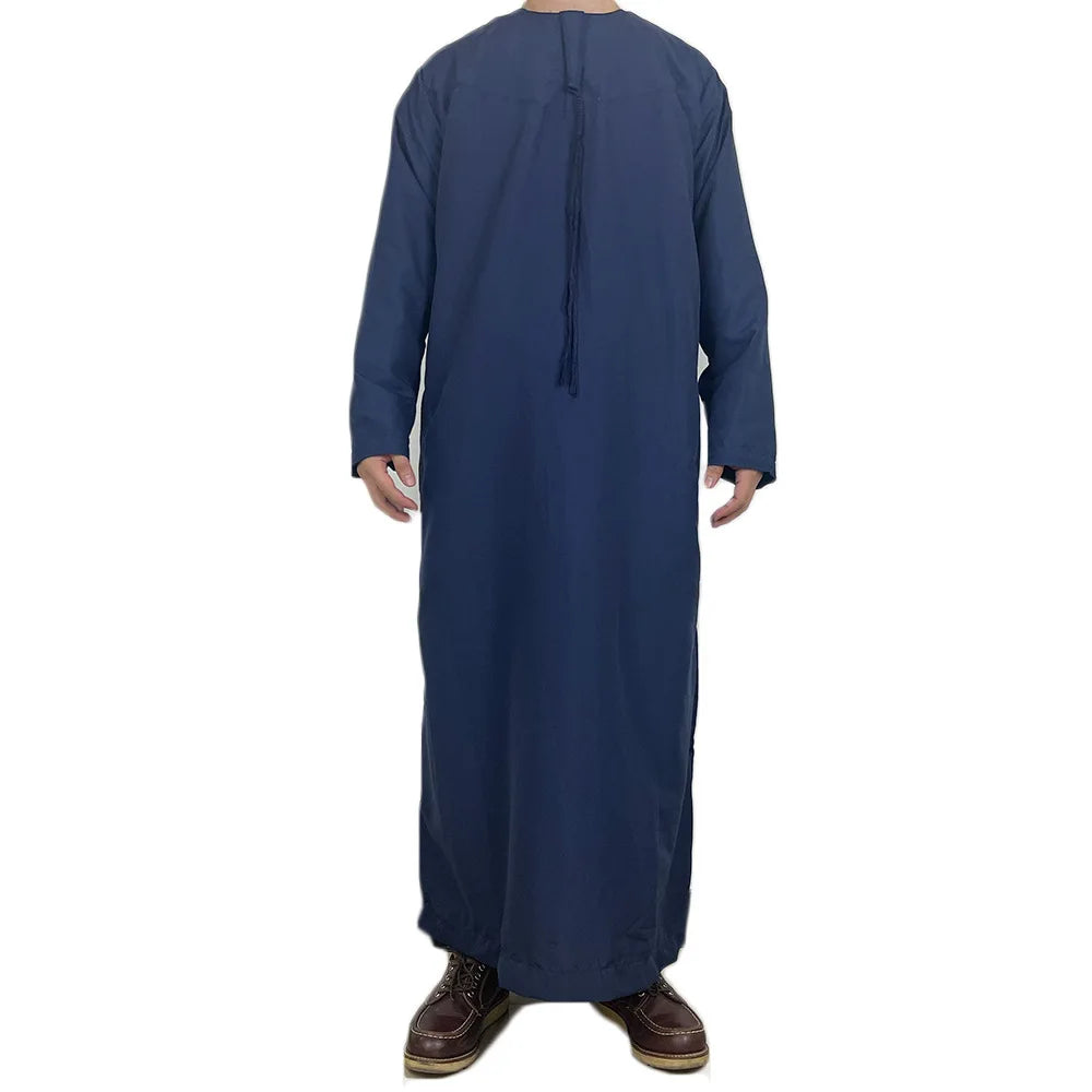 Nouveaux hommes musulmans à manches longues Robe pull Abaya Daffah Jubba Thobe Pakistan saoudien arabe caftan Islam vêtements Robe de prière Afghan