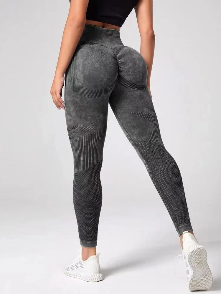Leggings évidés pour femmes, collants minces sans couture, pantalons de fitness conviviale rés, taille haute, levage des hanches, pantalons de yoga extensibles, lavage à l'eau