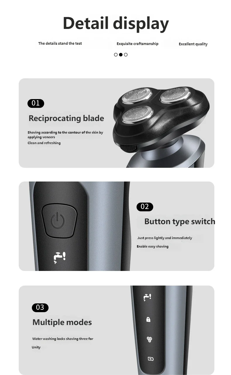 Rasoir Rechargeable Intelligent pour hommes rasoir à barbe humide/sec ABS Tondeuse dissolvant barbe rasoir Rechargeable pour peau lisse