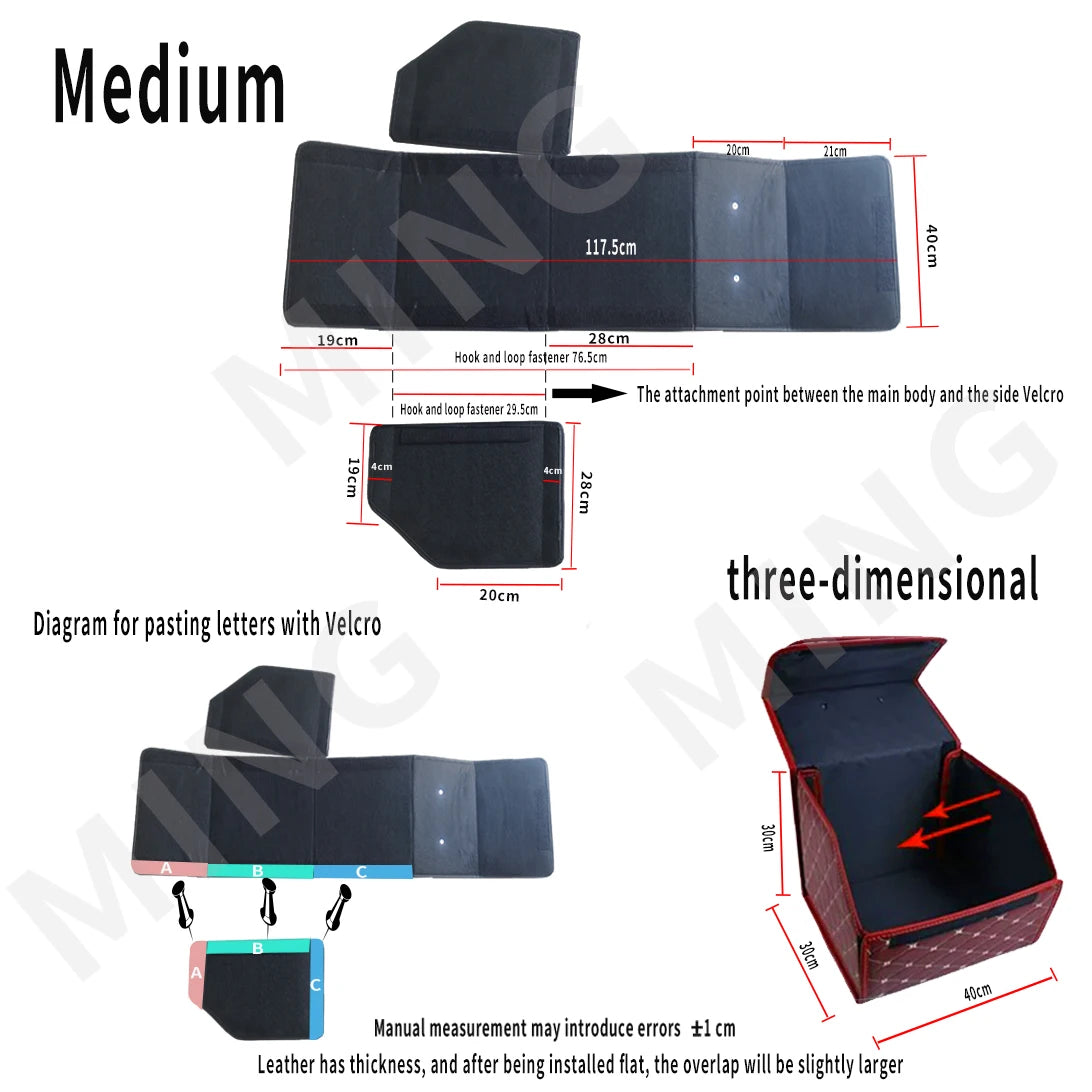 Boîte de rangement pour coffre de voiture, grande capacité, outils multi-usages automobiles, sac de rangement, rangement, rangement, cuir, pliable pour l'urgence