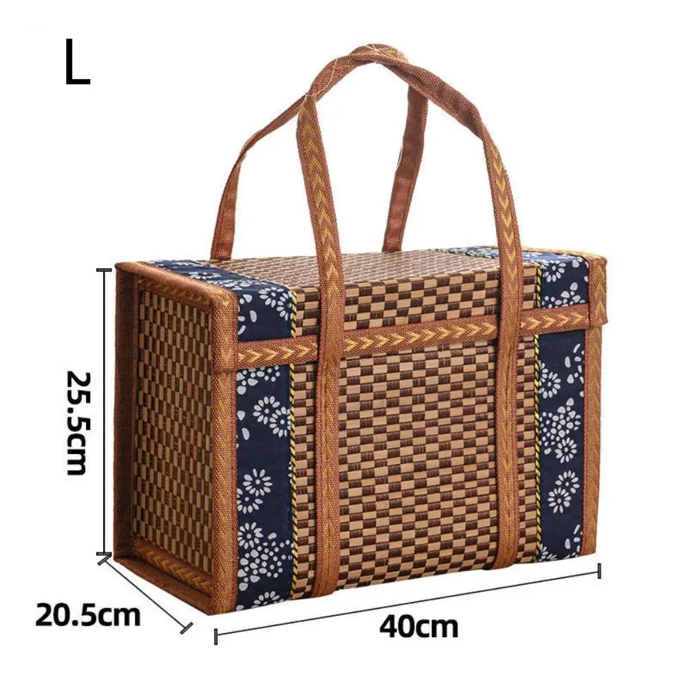 Boîte de rangement portable en bambou tissé à la main, panier de pique-nique pliant, produits pastoraux, camping