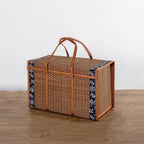 Boîte de rangement portable en bambou tissé à la main, panier de pique-nique pliant, produits pastoraux, camping