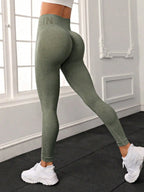 Pantalons de yoga pêche lettre sans couture, vêtements de yoga de levage des hanches, pantalons de sport et de fitness taille haute moulants pour femmes
