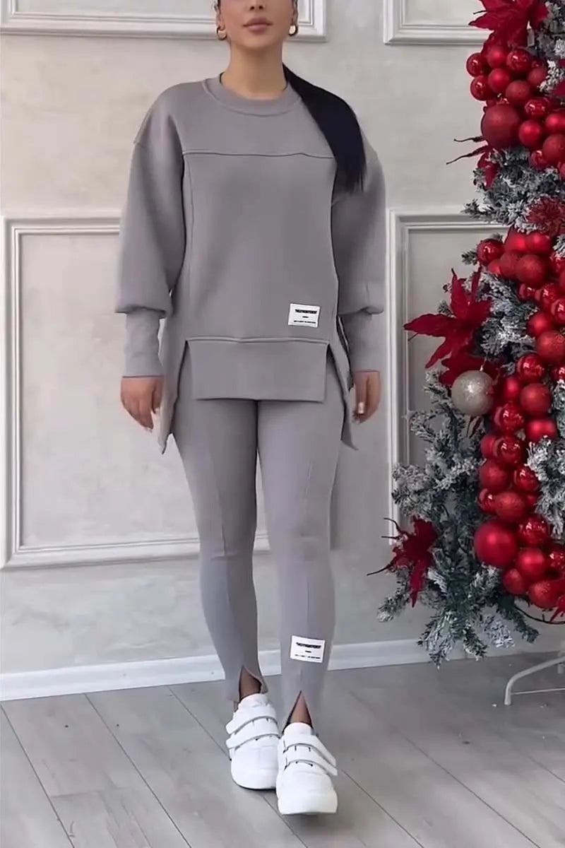 2 pièces femmes Sport costume sweat à capuche hiver ample haut irrégulier + Leggings pantalon décontracté survêtement tenue Sport deux pièces ensemble