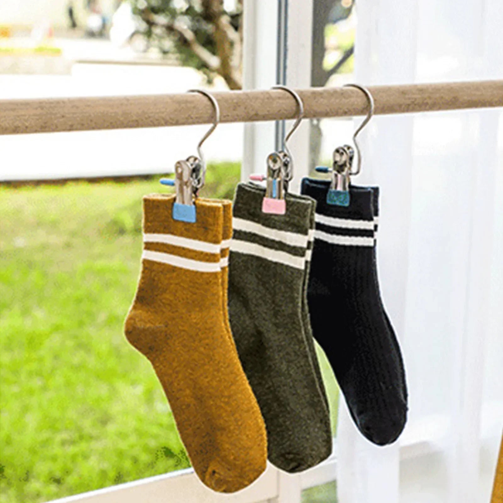 Pinces à linge en acier inoxydable, 5 à 30 pièces, pinces à linge, crochet Portable, pince à vêtements suspendue, organisateur de vêtements de garde-robe