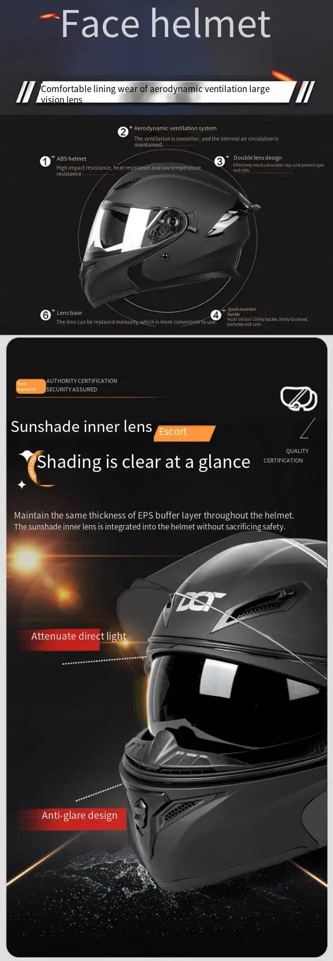 Casque rabattable casque de moto pour hommes Double lentille croisière moto de fond casque complet couvert crème solaire quatre saisons