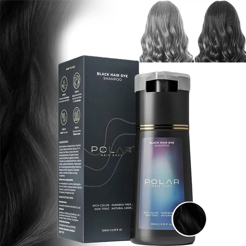 Shampoing de teinture capillaire pour cheveux gris pour femmes et hommes, Kit de teinture capillaire naturelle, Semi-permanent, noir, marron, violet, 200ml