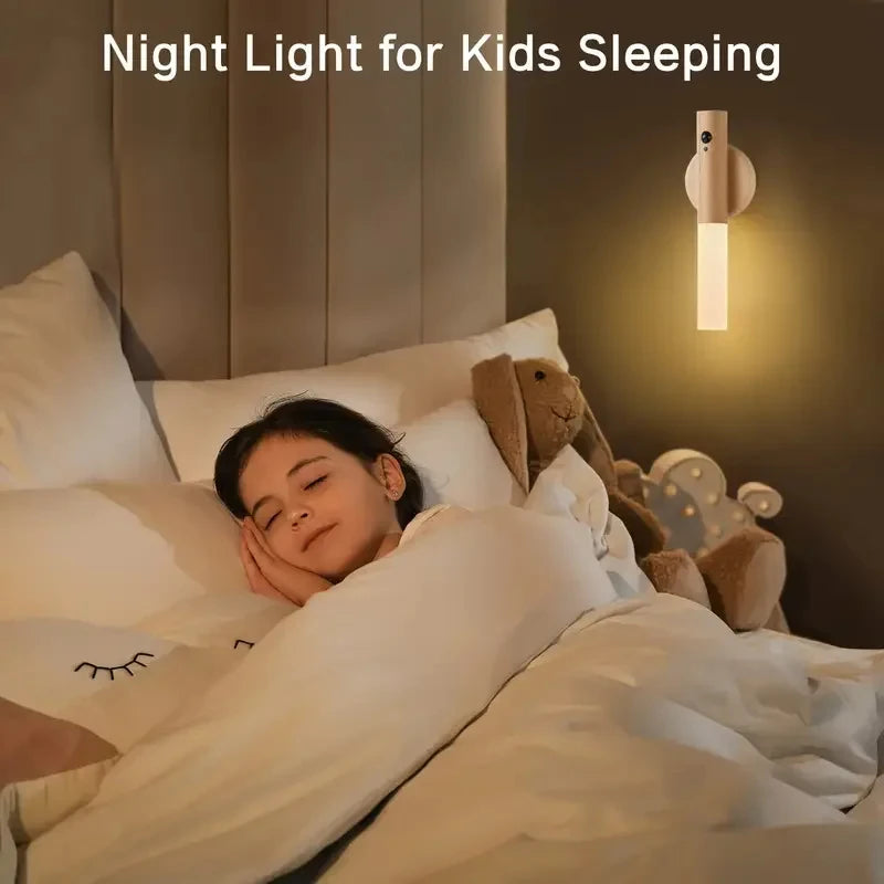 Applique murale magnétique LED Rechargeable avec capteur de mouvement intelligent, veilleuse Portable pour couloir, chambre à coucher, escaliers, armoires de salle de bains, décoration