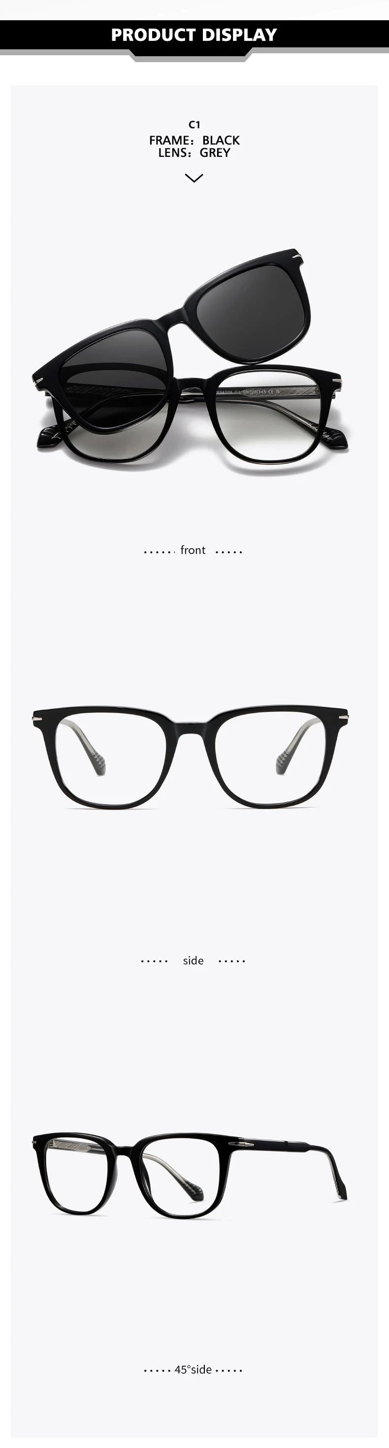 KANSEPT carré hommes lunettes de soleil femmes Lunettes de lecture magnétique Clip-on Lunettes femmes monture de Lunettes Lunettes myopie lentilles