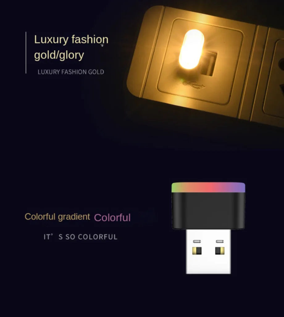 Mini USB LED lumières d'ambiance voiture intérieur néon lampe décorative éclairage de secours universel PC Portable Plug and Play