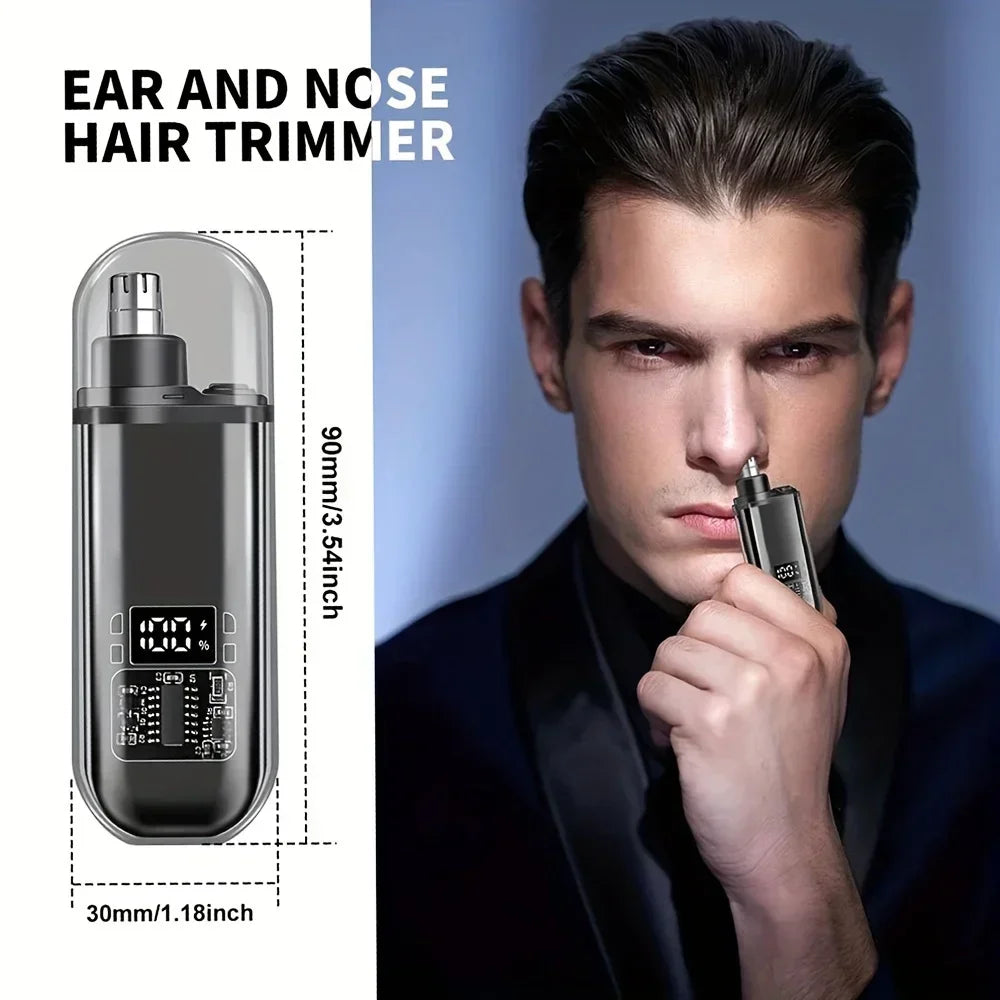 Tondeuse à cheveux pour nez et oreilles pour hommes, rechargeable par USB C, portable, charge rapide, kit de toilettage compact