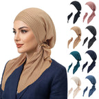 Chapeaux Turban Hijab Musulman à Rayures Tendance, Foulards à Longue Queue, Bonnets Hijab Élastiques Respirants pour Femmes et Filles