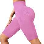 Short de Yoga taille haute sans couture pour femmes, tricoté, Slim, pour entraînement, course à pied, Leggings esthétiques linéaires, extensible, levage des hanches