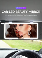 Rétroviseurs intérieurs de voiture, plaque pare-soleil, miroir de maquillage LED HD pour filles et femmes, lumière de remplissage aste, miroir de courtoisie fin universel