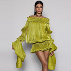 Haut plissé chic et féminin, style vintage, élégant, modeste, glamour, drapé, fluide, pour femme, décontracté, tendance, pour soirée ou streetwear