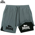 LONSDALE short de Fitness imprimé motif pour hommes Double couche 2 en 1 séchage rapide Fitness loisirs de plein air entraînement short de sport