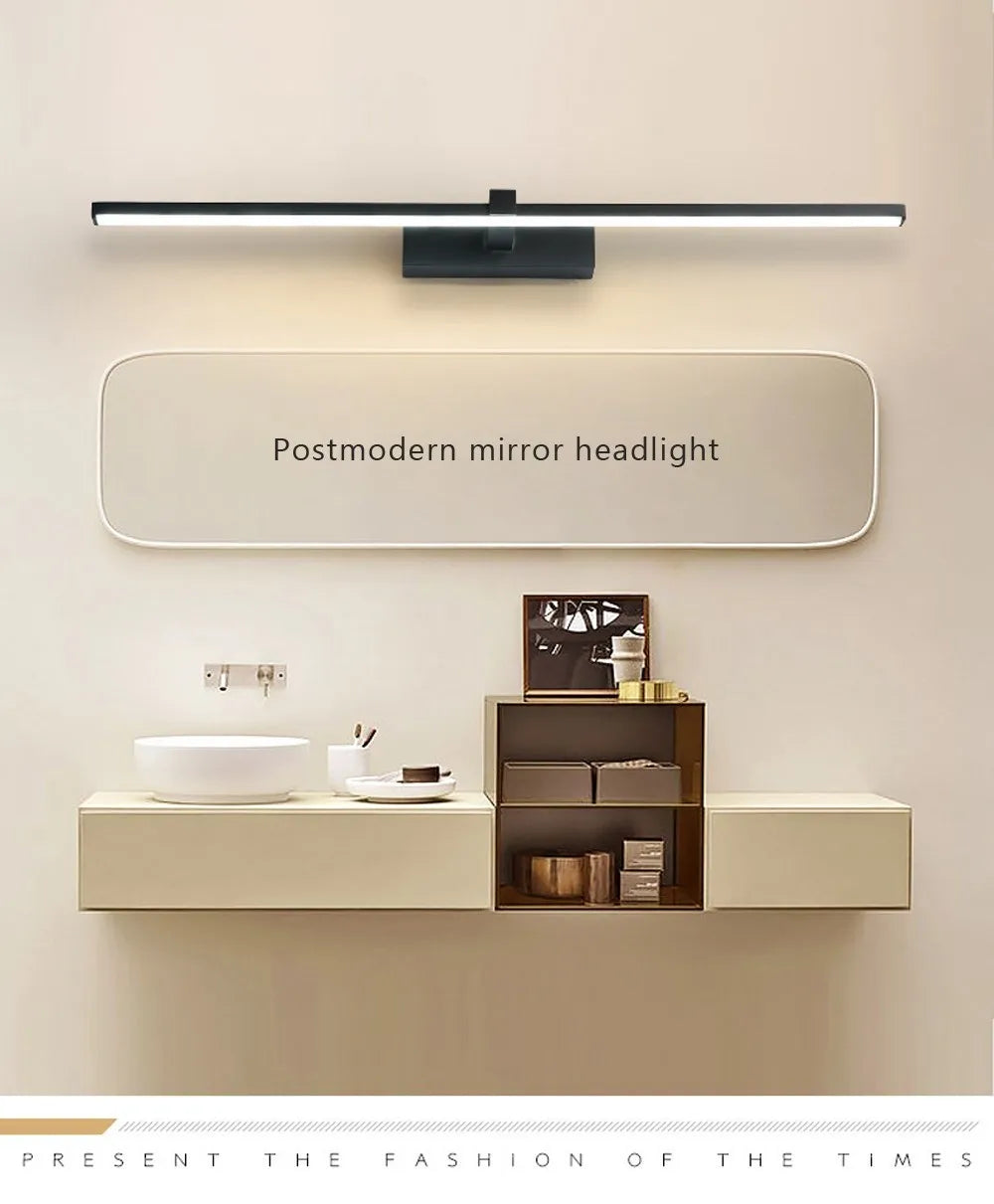 Led miroir lumières appliques salle de bain étanche blanc noir LED lampe plate moderne intérieur applique salle de bain éclairage maquillage