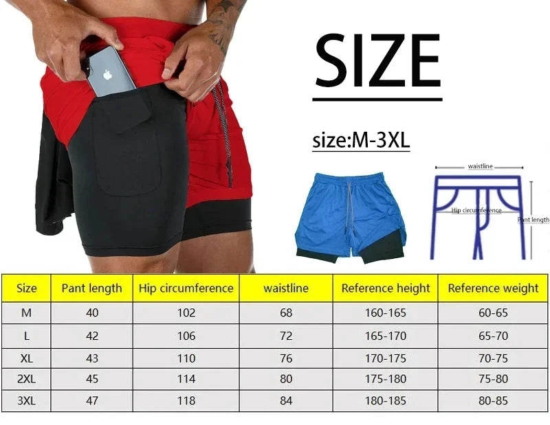 Short de compression pour hommes, short de sport, d'entraînement, de course, d'été, à séchage rapide, en un