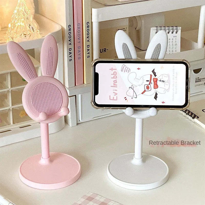 Support de téléphone portable de bureau en forme de lapin de dessin animé mignon, support de téléphone réglable pour iPhone, iPad, Samsung, smartphone, support de table