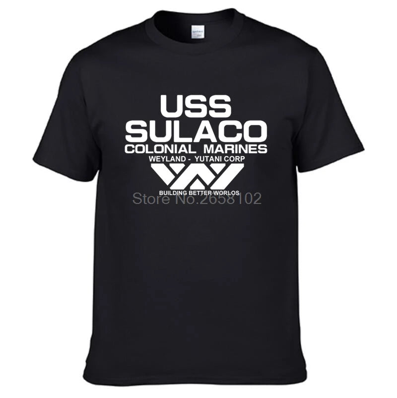 Mode USCSS Nostromo T-Shirt Alien USS Sulaco Colonial Marines Aliens hors monde à manches courtes T-Shirt hommes coton O cou t-shirts