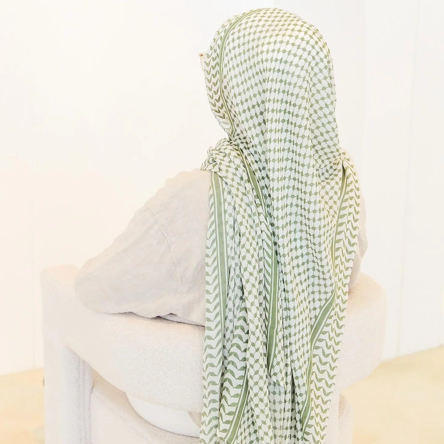 Châle Musulman en Mousseline de Soie Imprimé, Hijab Arabe du Moyen-Orient, Keffiyeh, Palestine, 180x70cm