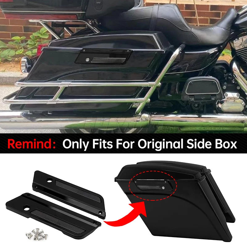 Couvercles de loquet de sacoche de moto noirs, accessoires pour Harley Touring Electra Street Glide Road King FLH FLT FLHR FLTR 93-13