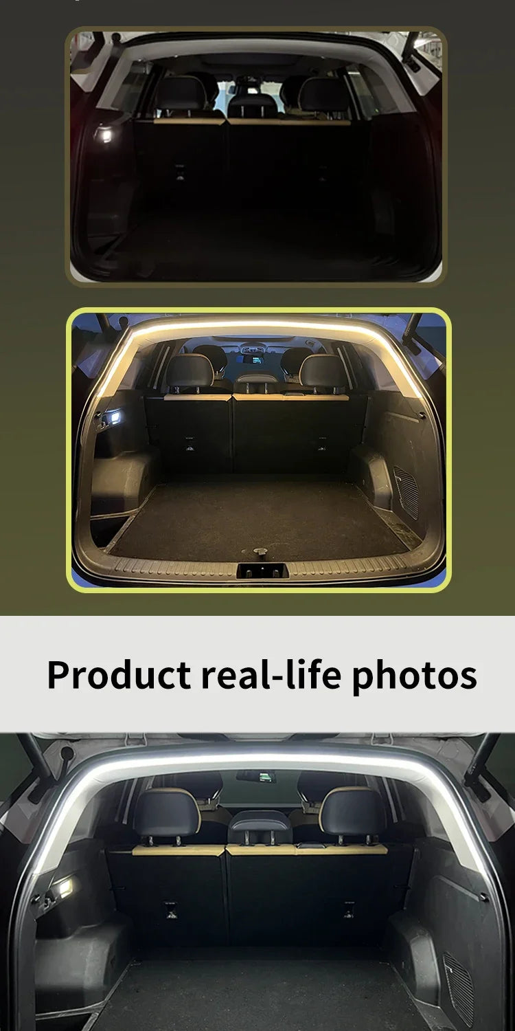 Éclairage de coffre de voiture à haute luminosité, éclairage d'ambiance, décoration intérieure, bande lumineuse LED sans fil, détection automatique, éclairage de hayon