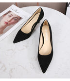 Femmes daim chaussures simples 5CM mode bout pointu sans lacet talons hauts printemps automne bouche peu profonde pompes à talons aiguilles grande taille 45 46