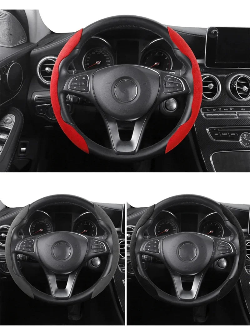 Housse de rehausseur de volant de voiture universelle en daim, 38CM, antidérapante, protection de direction intérieure automobile, accessoires de décoration
