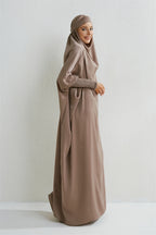 Abaya musulman à capuche manches smockées une pièce Robe de prière femmes Jilbab vêtements islamiques dubaï saoudien Robe noire modestie turque