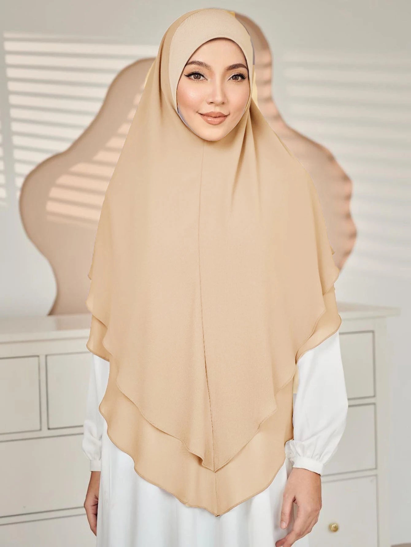 1pc prêt à porter Hijabs instantanés Double couche en mousseline de soie solide Foulard Femme Musulman châle enveloppement Bandana