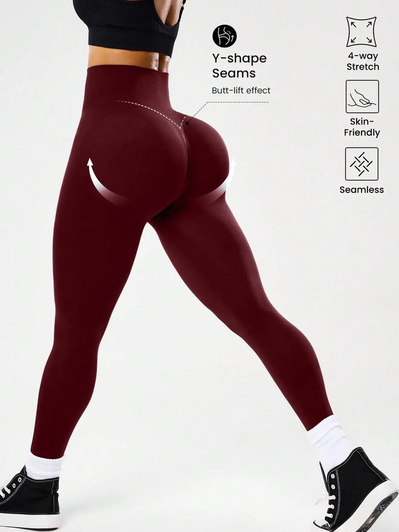 Leggings de fitness taille haute pour femmes, contrôle du ventre, cul de pêche, avec dos en V, respirants, à séchage rapide et surélevés, les plus vendus