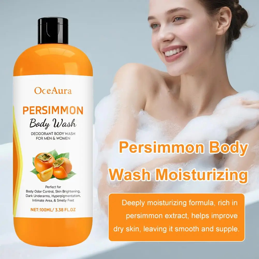 Gel Douche Exfoliant au Kaki 100ml – Hydratant, Nettoyant, Lissant, Anti-Odeurs Corporelles – Produits de Bain