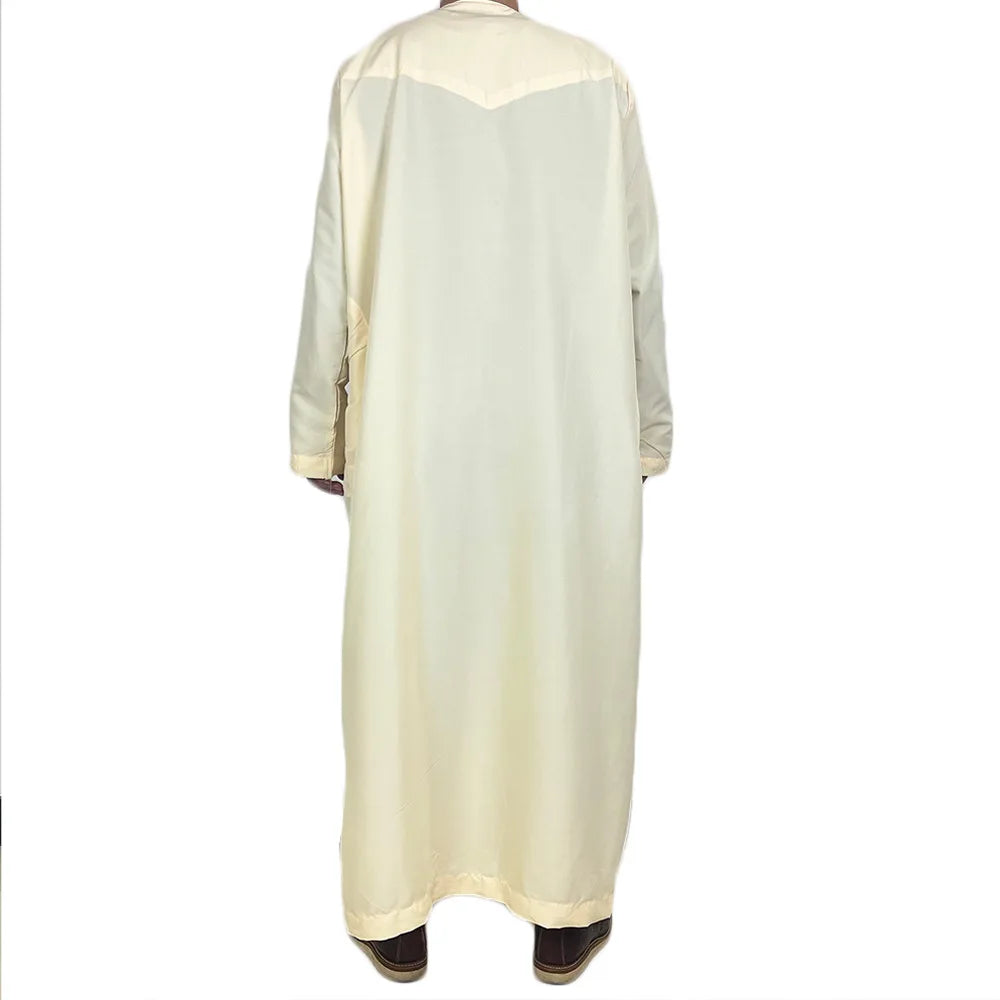 Nouveaux hommes musulmans à manches longues Robe pull Abaya Daffah Jubba Thobe Pakistan saoudien arabe caftan Islam vêtements Robe de prière Afghan