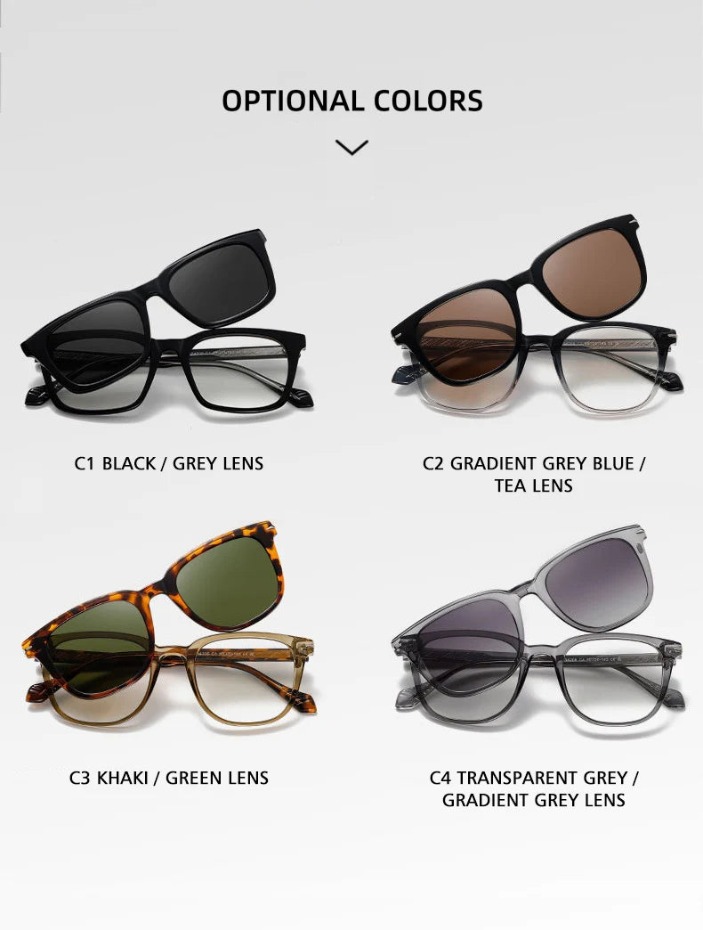 KANSEPT carré hommes lunettes de soleil femmes Lunettes de lecture magnétique Clip-on Lunettes femmes monture de Lunettes Lunettes myopie lentilles