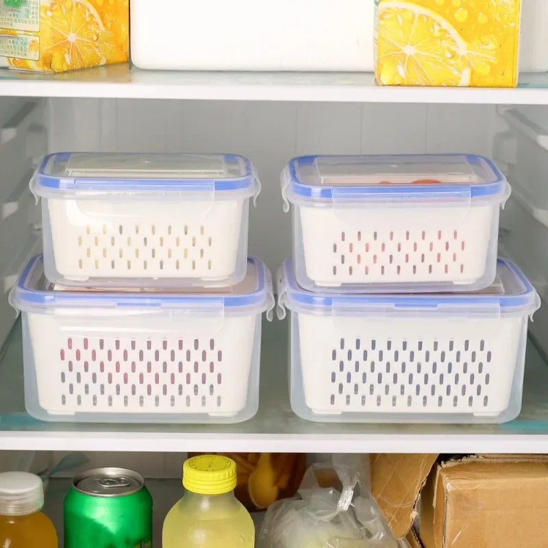 Grand panier de vidange de légumes, boîte spéciale de conservation des fruits, pour ustensiles indispensables, de qualité alimentaire, de cuisine, conteneur de stockage à double couche