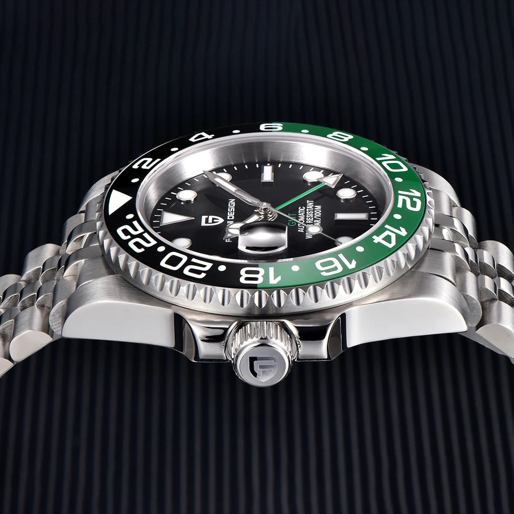 PAGANI DESIGN 40mm automatique GMT montre-bracelet en acier inoxydable étanche hommes montre haut de gamme mécanique sport montres hommes PD-1662