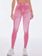 Femmes dos en V Jean Leggings pantalons de Yoga de gymnastique décontracté élastique exercice d'entraînement Fitness course collants de Fitness