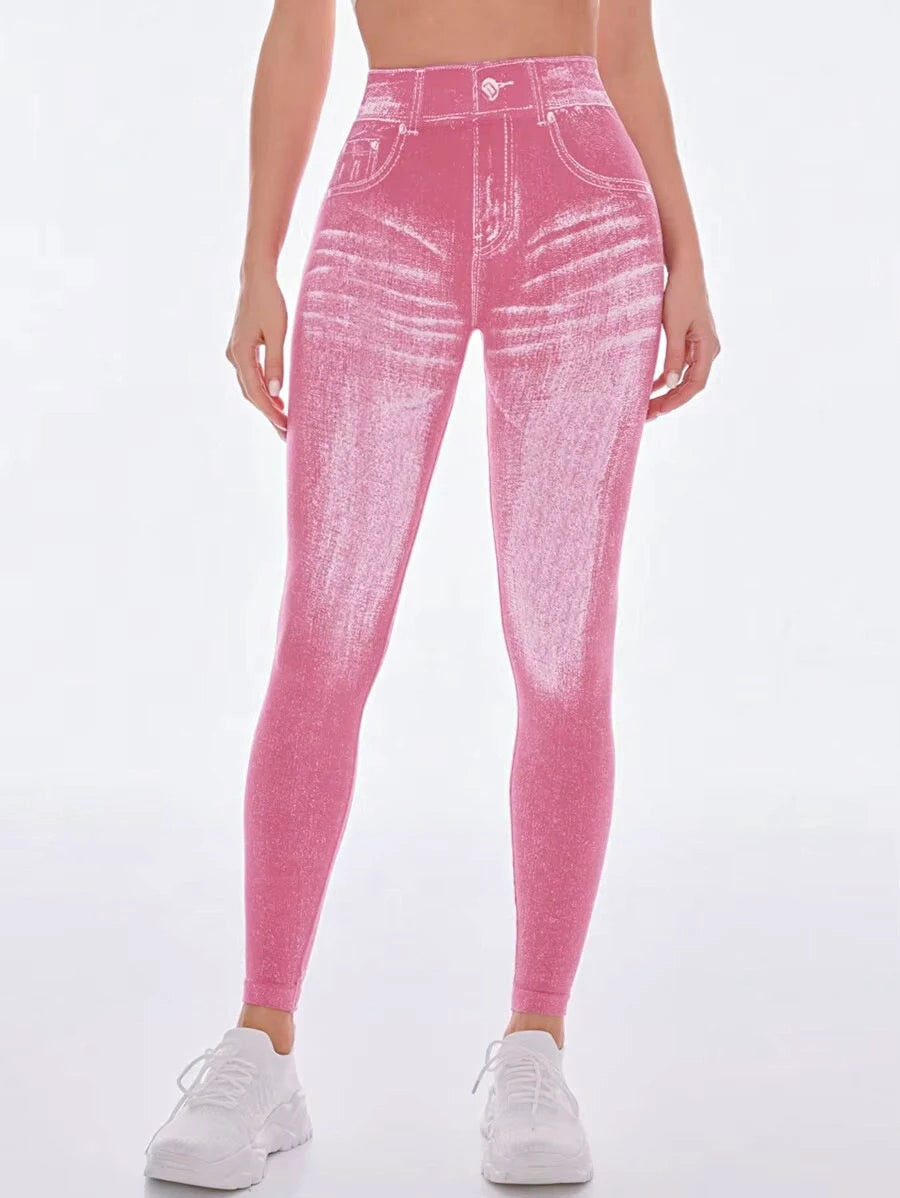 Femmes dos en V Jean Leggings pantalons de Yoga de gymnastique décontracté élastique exercice d'entraînement Fitness course collants de Fitness
