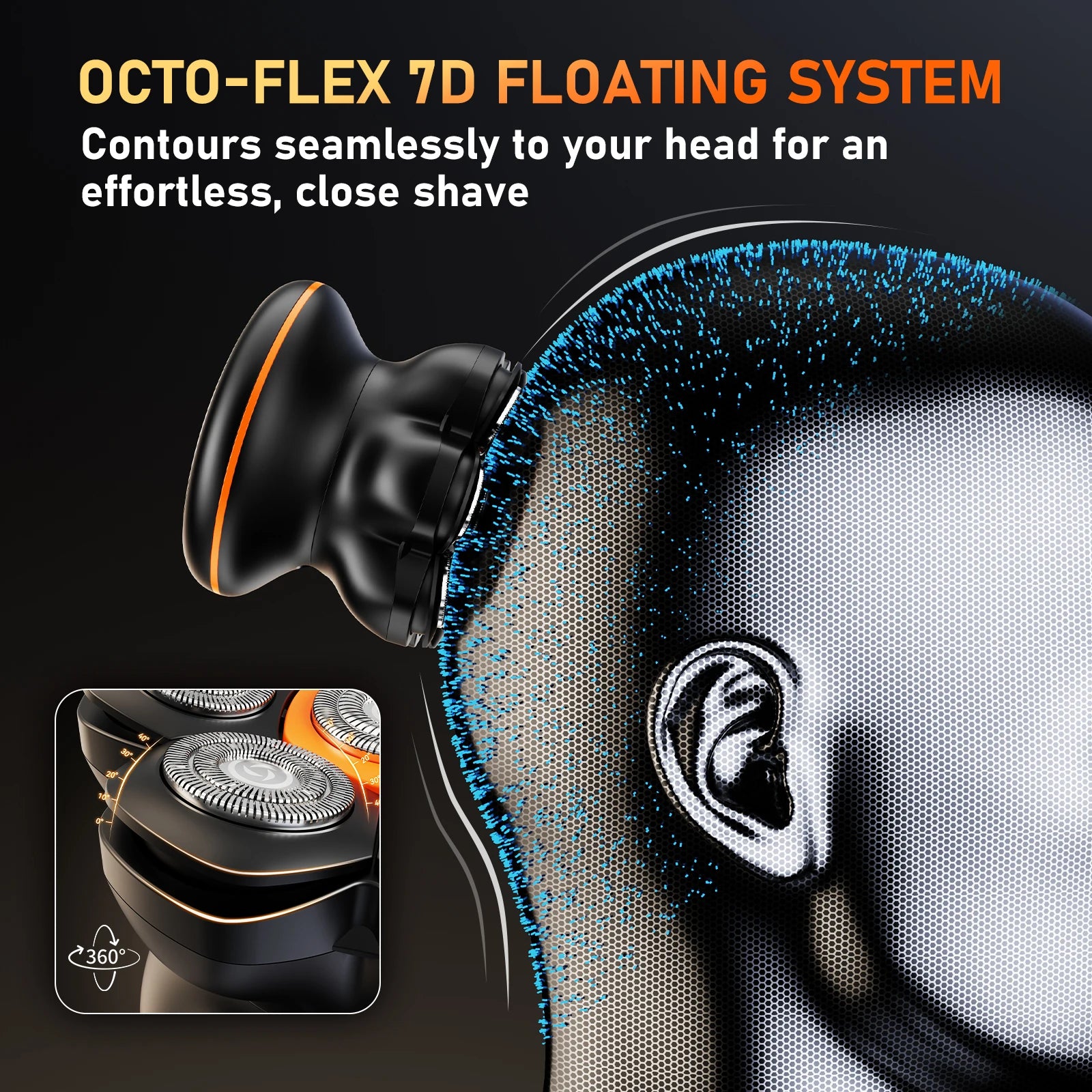 MAXGROOM 7D tête rasoirs pour hommes chauve humide/sec rasoir électrique tondeuse à cheveux USB LED Rechargeable affichage tondeuse à barbe étanche