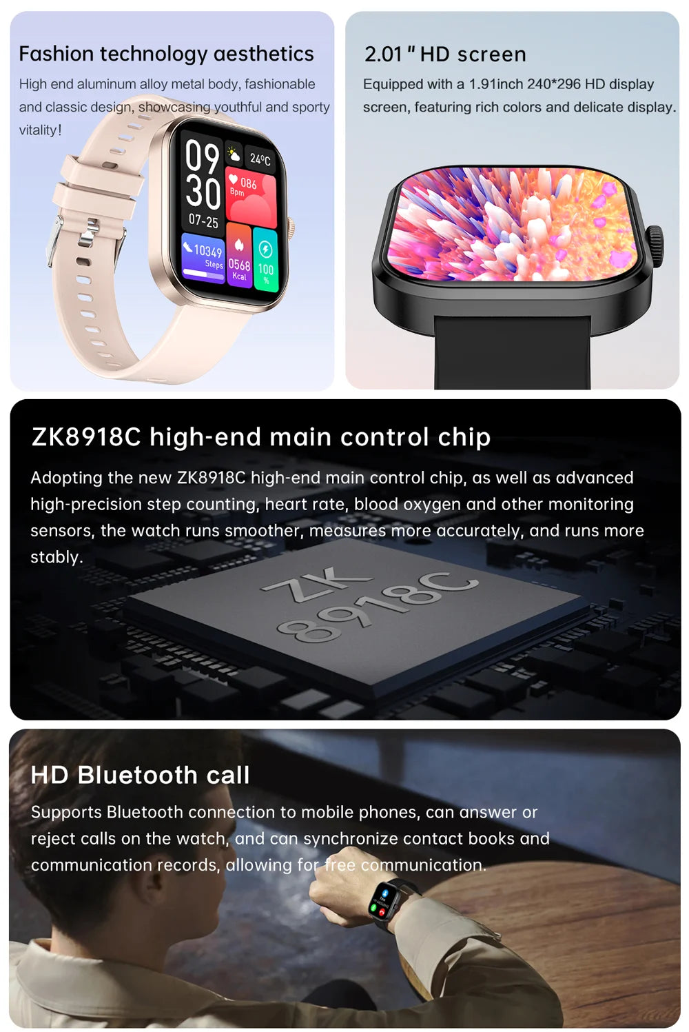 Nouvelles Montres Connectées 2026 pour Femmes, Écran Tactile Complet, Appel Bluetooth, Étanche, Suivi Sportif et de Fitness, Montres Intelligentes pour Hommes et Femmes