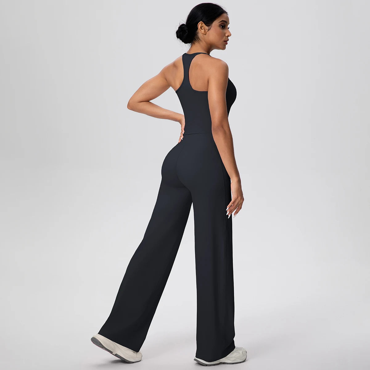 Ensemble de sport et Yoga pour femmes, 2 pièces, couleur unie, Slim, décontracté, gilet en forme de I avec coussinet de poitrine, séchage rapide, taille haute, pleine longueur
