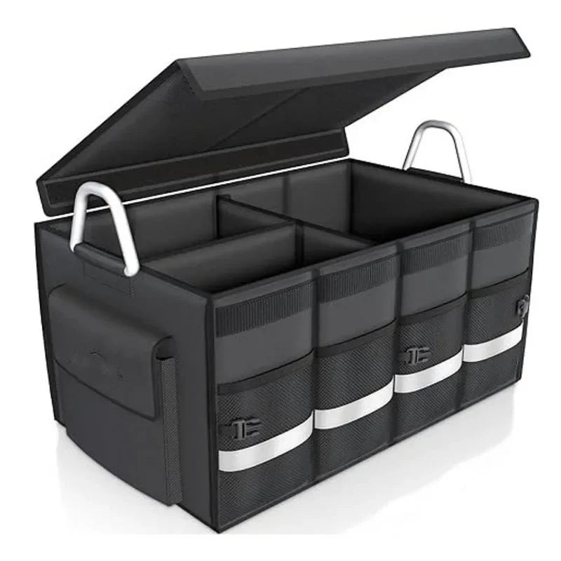 Évaluation de coffre de voiture avec couvercle, stockage de coffre de voiture pliable, stockage d'évaluation de voiture pour SUV, camion, berline