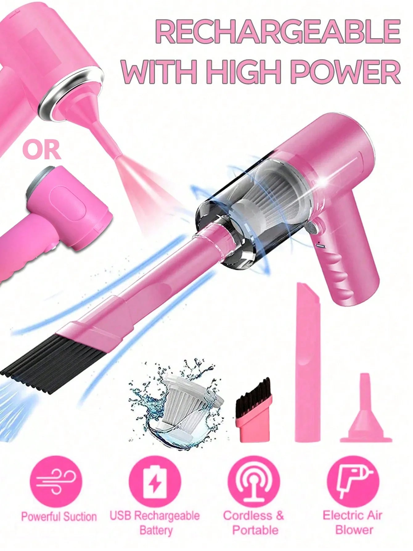 Aspirateur soufflant intégré pour voiture et ménage, chargement USB, aspirateur soufflant, petit, 3 en 1
